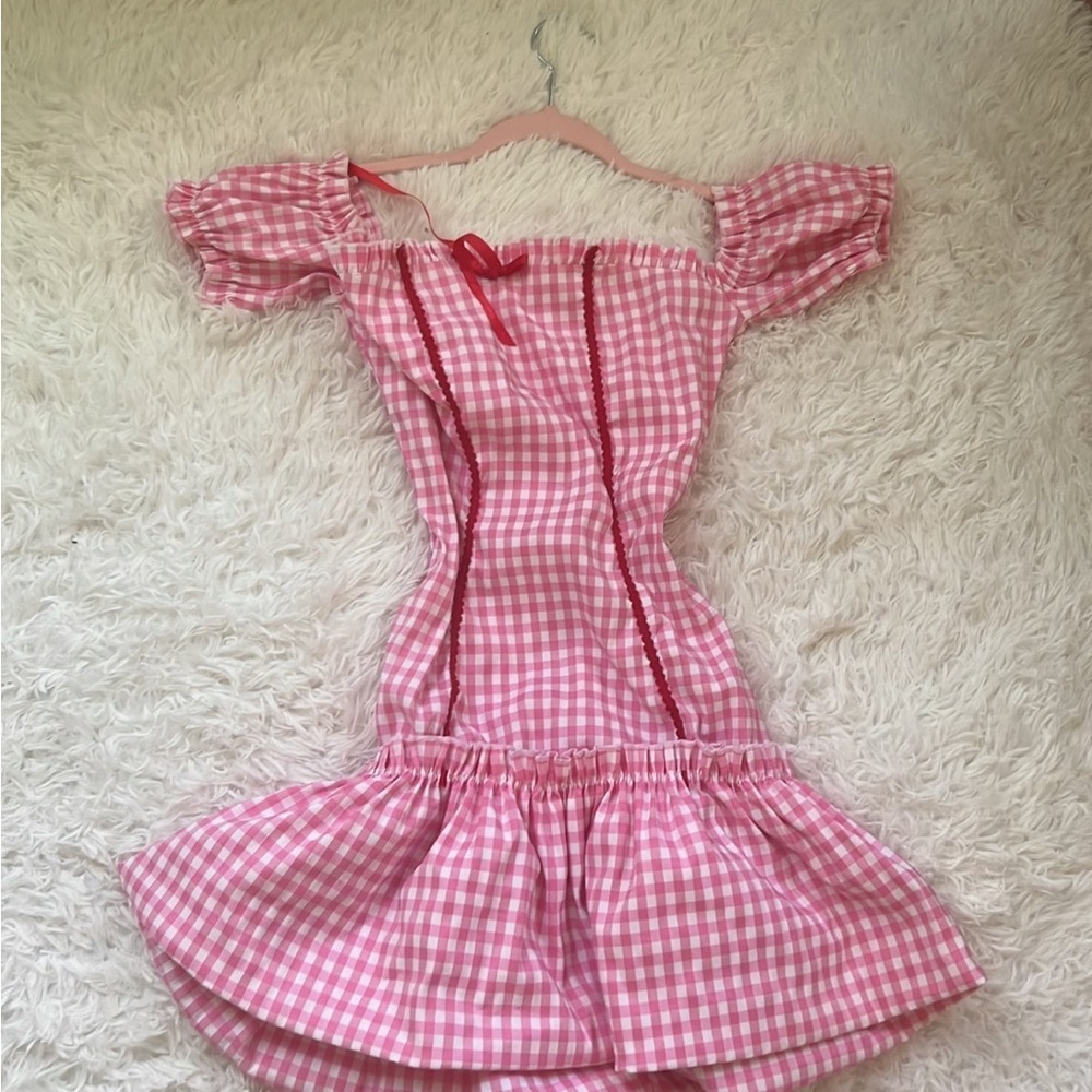 Coquette fairy gingham pink dress
